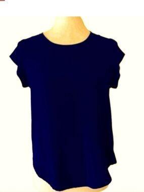 Lily White Navy Blue Cap Sleeve Blouse Women’s Medium